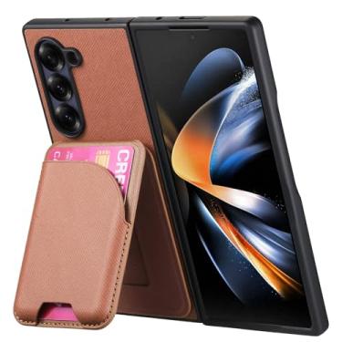 Imagem de HAOMRIYL Capa de couro para Samsung Galaxy Z Fold 7, capa carteira destacável suporta carregamento sem fio, capa magnética ultrafina, marrom, ZFOLD 7