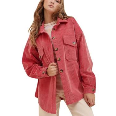 Imagem de Casaco Feminino Com Bolsos, Jaqueta retrô Com Gola Quente e Botão, Cor Pura, Moda para Outono e Inverno (XXL)