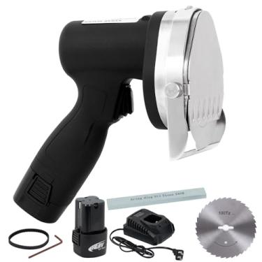 Imagem de RISMANOR Faca elétrica para kebab 80 W comercial Shawarma cortador de faca turca cortador giroscópio 2800 RPM com 2 lâminas espessura ajustável 0-8 mm (pilhas, planas)
