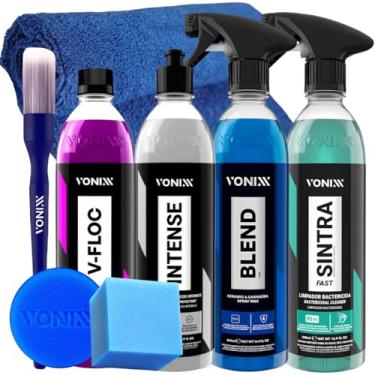 Imagem de Kit Lavagem Automotiva Carro Moto V-Floc Blend Spray Sintra Fast Intense Pano Aplicador Pincel