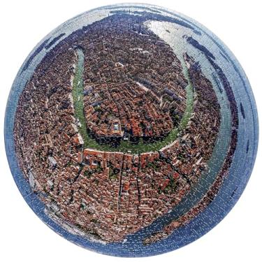 Imagem de BLUE SKY PUZZLES Quebra-Cabeça Redondo De 1000 Peças Veneza, Itália - Arte Desafiadora E Educativa Para Adultos Crianças. Foto Panorâmica Exclusiva Da Cidade 26,6" Circular.