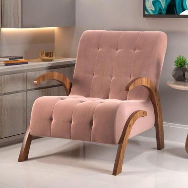 Imagem de Poltrona Cecilia Seda/Veludo Rosa - Viero Móveis, Moderno, Rosa