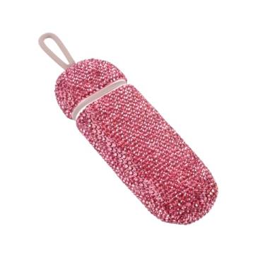 Imagem de Organizador de comprimidos de diamante com 3 compartimentos – Estojo de medicamento diário portátil com strass brilhante (rosa)