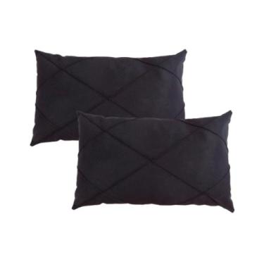 Imagem de Par de Almofada  Retangular Suede Drapeada Baguete 30x50 - Enxovais An