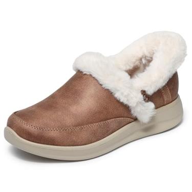 Imagem de Skechers Chinelos femininos aconchegantes mãos sem cadarço, castanho, 35.5 EU