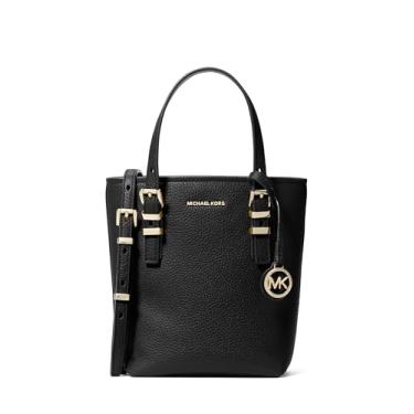 Imagem de Michael Kors Quinn Bolsa tiracolo extra pequena, ferragens douradas/couro seixo/preta