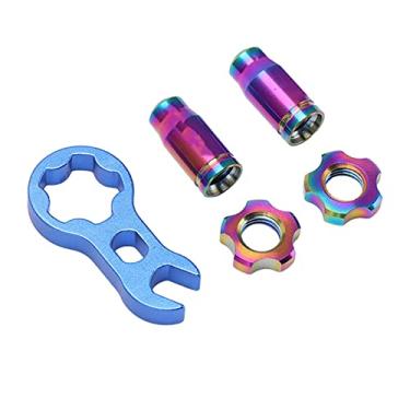 Imagem de Domary Conjunto de Tampa da Válvula de Bicicleta de Liga de Titânio, Anodizado, Forte, Leve, Portátil, para Válvulas Presta (Brilhante; 3x2.6mm)