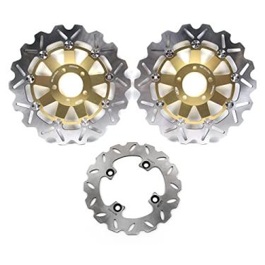 Imagem de Arashi Discos de freio dianteiros traseiros rotores para Kawasaki Z1000 2003-2006, acessórios de substituição de motocicleta dourado