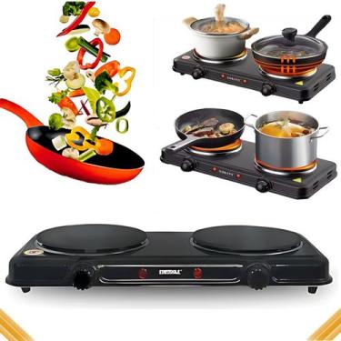 Imagem de Fogão Cooktop 220V Elétrico 2 Bocas 2000W  5 Níveis Portátil Viagens P