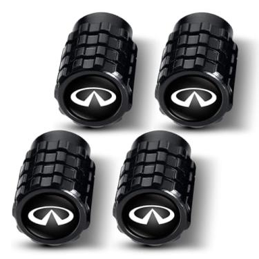 Imagem de 4 peças de tampas de haste de válvula de pneu, peças de pneu de carro, para Infiniti QX50 Q50 Q70 Q70L Q60 QX30 QX60 QX80 acessórios de decoração, tampa de haste de liga de alumínio, YFND-preto