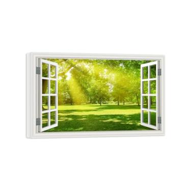 Imagem de Falsas Janelas Paisagens Impressões em Tela-sol árvores-Quadro Arte Moderna-Natureza Pintura Pronta para Pendurar Tela Embrulhada 20x30cm