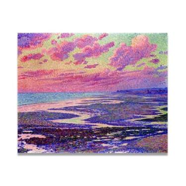 Imagem de Beach At Low TideThéo van Rysselberghe: Impressão em tela neoimpressionista belga chave 50 x 65 cm sem moldura