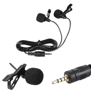Imagem de Microfone Lapela Duplo Profissional Celular Gravação Vídeo