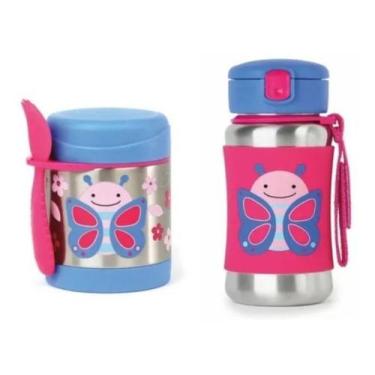 Imagem de Kit 2 pçs Borboleta Garrafa e Pote Térmico Skip Hop Borboleta Inox 