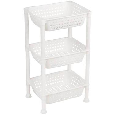 Imagem de Fruteira de Chão Cozinha 3 Andares Plástico Branco Cesto - Ordene
