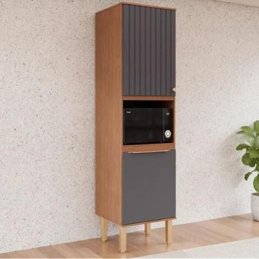 Imagem de Paneleiro Cozinha 2 Portas Nicho Microondas Armário 100% Mdf - Rainha 