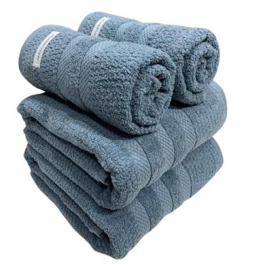 Imagem de Kit 4 Toalhas Buddemeyer Vanilla Extra Soft Azul  2 banho e 2 rosto