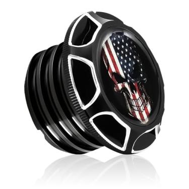 Imagem de GUAIMI CNC tampa de óleo de combustível de alumínio para Harley Davidson Sportster XL 1200 883 X48 Dyna - Esqueleto americano colado - Preto