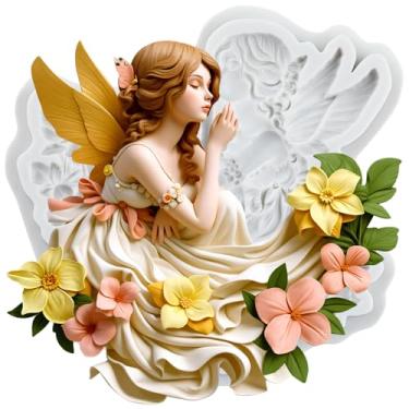 Imagem de MYPRACS Moldes de silicone para fondant de anjo de fada de flores para decoração de bolos de açúcar, topo de cupcake, pasta de goma de chocolate, argila de polímero