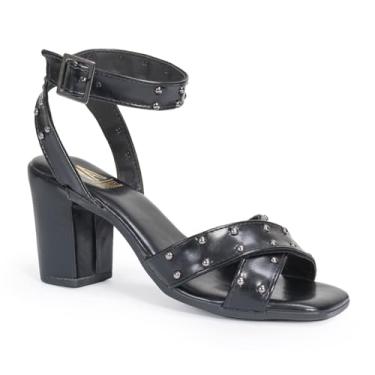 Imagem de Sandalia Feminina Salto Bloco Quadrado Tachas Confortavel Via Angel 10002 (Preto, BR, Adulto, Numérico, 40)