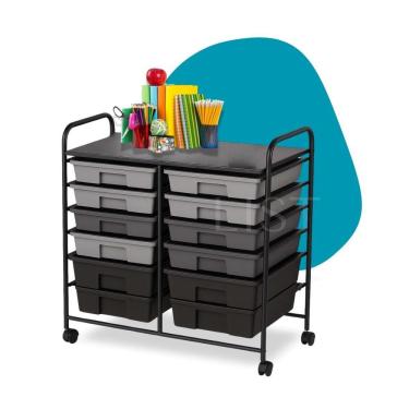 Imagem de Carrinho Organizador Multiuso Em Aço 12 Gavetas Com Alça