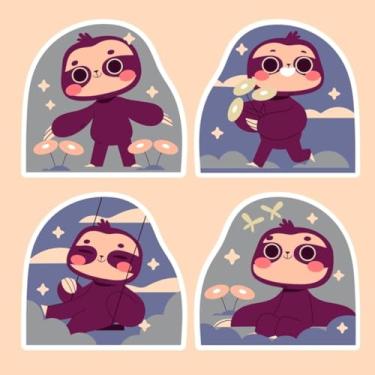 Imagem de Adesivos Kawaii de Bicho-Preguiça para Crianças Decoração de Quarto e Cadernos - Conjunto de 23 Peças 40x40cm