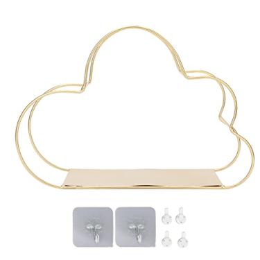 Imagem de Prateleira de armazenamento para pendurar na parede, organizador de suspensão de parede em forma de nuvem de metal, design aberto, prateleiras flutuantes de ferro à prova de