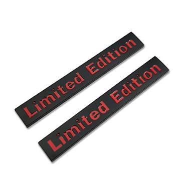 Imagem de 2x emblema de carro com logotipo de edição limitada de metal cromado com emblema automotivo 3D Premium para carro traseira do porta-malas adesivo lateral (preto e vermelho)