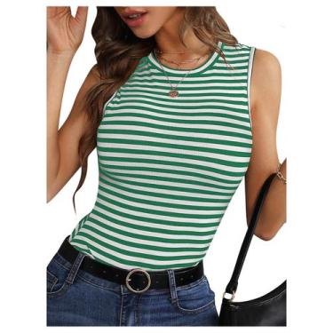 Imagem de Camiseta regata SOLY HUX feminina listrada sem mangas com nervuras, ve
