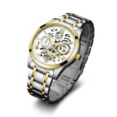 Imagem de Relógio Masculino Aço Prata e Ouro Luxo Moda Moderno