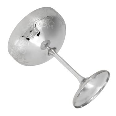 Imagem de Copos de metal para martini, taça de champanhe em aço inoxidável com gravação de martini, taças de coquetel (flor prateada)