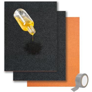 Imagem de TEEMO 3 tapetes resistentes contra derramamento de óleo para garagem, tapete de troca de óleo, almofadas absorventes de óleo com fita adesiva, almofadas de gotejamento de óleo para embaixo do carro