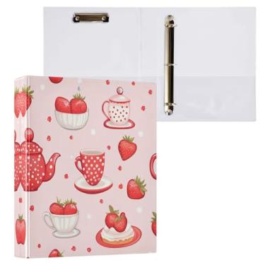 Imagem de STAYTOP Delicioso organizador de fichário redondo de bolo e bule de chá, 3 fichários com prancheta (tamanho carta A4) para material de escritório escolar