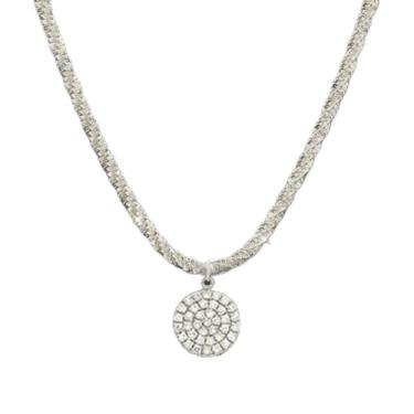 Imagem de 1 colar elegante com pingente redondo de diamante, presentes unissex para mulheres, festas, formaturas, decoração diária, One size, Cobre, Sem Pedra Preciosa