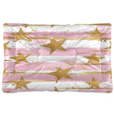 Imagem de Wassud Gold Stars Cama para Cachorro Grande Cama para Cachorro Exterior Tapete Lavável Cama de Gato Cama para Dormir Viagem 91 cm x 61 cm
