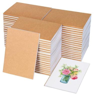 Imagem de Pacote com 100 mininotebooks IKAYAS Kraft 14,5 x 10,5 cm em branco