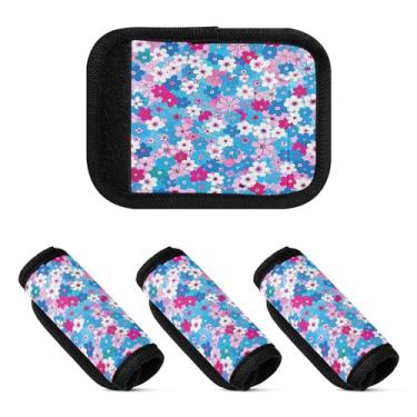 Imagem de Qilmy Beautiful Little Flowers Bagagem Handle Wrap Pacote com 4 Identificadores de Bagagem Tag Comfort Handle Grips Capa para Carrinho de Viagem Bolsa Mala Avião Acessórios de Viagem783