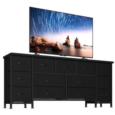 Imagem de LIVEHOM Cômoda de 163 cm para quarto, cômoda longa com 13 gavetas para TV de até 187 cm, cômoda ampla, grande centro de entretenimento para armário, sala de estar