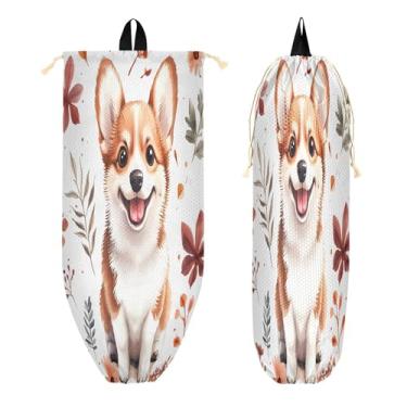 Imagem de xigua Suporte de parede para saco plástico de cachorro fofo com cordão, 1 pacote, organizador de sacolas de supermercado reutilizável para bolsas, meias, roupas íntimas e gravatas