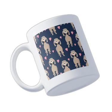 Imagem de Caneca Xícara Café Porcelana 300ml Design Cão Poodle Azul
