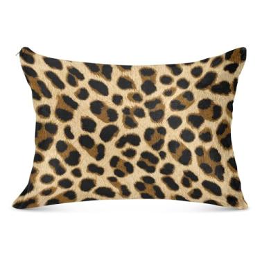 Imagem de Fronha felpuda com estampa de leopardo preto marrom bege com zíper padrão king queen size fronha fofa para sofá cama de casa, tamanho king, 50,8 cm x 101,6 cm