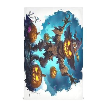 Imagem de Joisal Conjunto de toalhas de prato noturno assustador espantalho 71 cm x 45 cm conjunto decorativo de toalhas de cozinha super absorventes toalhas de mão de cozinha pacote com 4