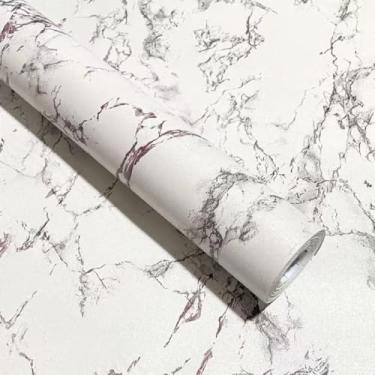 Imagem de Papel de Parede 10 METROS x 45CM Adesivo Autocolante para Sala Quarto Conveniente E Eficiente Elegante E Prático(Marmore Branco Cinza)