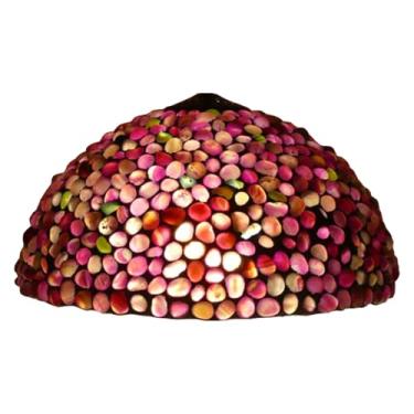 Imagem de Cúpula de Abajur Tiffany de 40 cm (16 polegadas), em Pedra Ágata Manchada, Estilo Vintage, Feita à Mão, Acessório para Luminárias de Chão, Mesa e Pendentes, Cor Rosa