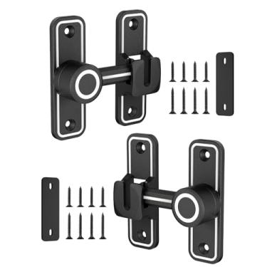 Imagem de SecureLatch Fechadura de porta de celeiro dobrável de 90/180 graus, ferragens de zinco com trava deslizante resistente – Proteção de privacidade para celeiro, janela, portão, jardim, banheiro, armário