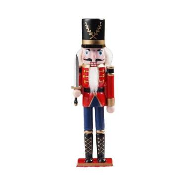 Imagem de Decoração De Natal Vintage De 30CM, Soldado Boneco Quebra-Nozes, Escul