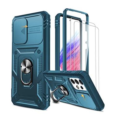 Imagem de Anoke Capa para Samsung A53 5G, capa para Galaxy A53 5G com capa deslizante para câmera + 2 peças protetoras de tela de vidro, à prova de choque [de grau militar] resistente com suporte para Samsung