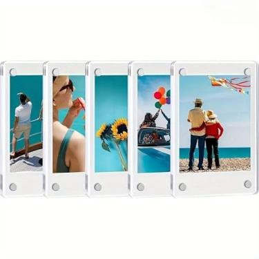 Imagem de Kit de 5 Molduras Magnéticas de Acrílico Transparente – Porta Retrato Flutuante 6x9cm, Moderno e Versátil para Fotos, Decoração de Mesa ou Parede(5 Peças)