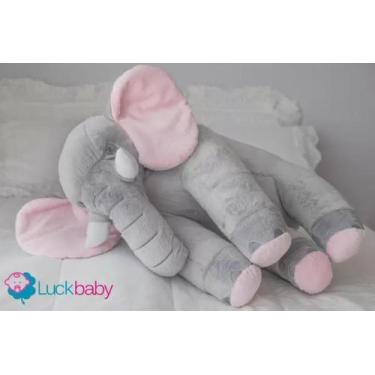 Imagem de Almofada Travesseiro Elefante Bebê Pelúcia Cinza 80cm - Lalu Enxovais,