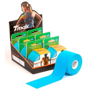 Imagem de KIT 06 Rolos de Bandagem Elástica Adesiva Tmax 5cm x 5m, Azul